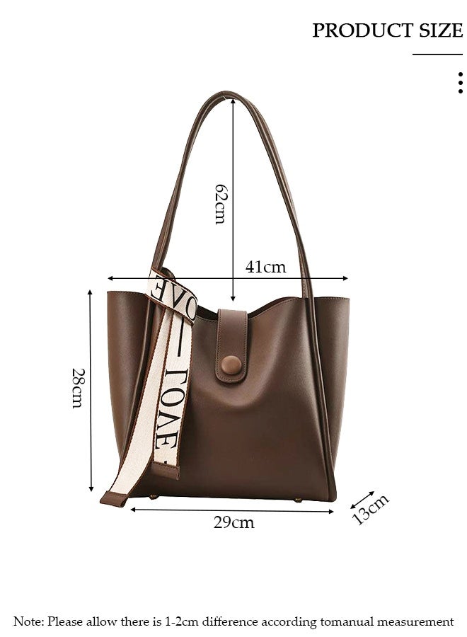 DUNISO Women's Shoulder Tote Bag Leather Handbag For Women Retro Large Capacity Messenger Fashionable Travel Hand Bag（Brown） - Image 2